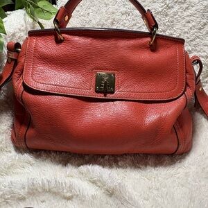 MCM Coral Leather Satchel